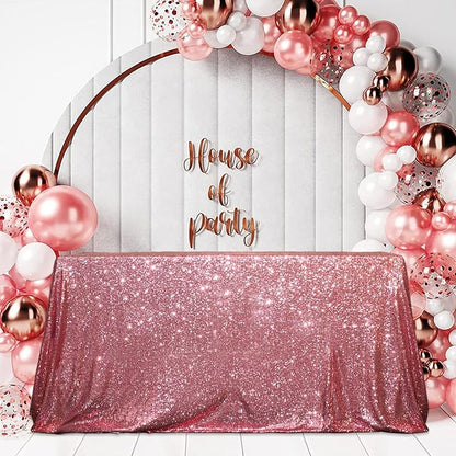 SquarePie Sequin Tablecloth 60 x 120 Inch Fuchsia Pink Sparkly Table Linen for Wedding Party