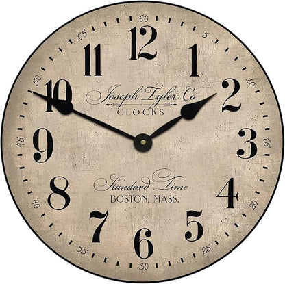 The Big Clock Store Prescott Parchment Wall Clock | Handcrafted in USA | Silent Non-Ticking Mechanism | Beautiful Color | Rustic Decor for Living Room | Battery Operated (24-Inch)