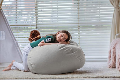 Wekapo Stuffed Animal Storage Bean Bag Chair Cover for Kids | Stuffable Zipper Beanbag for Organizing Children Plush Toys Large Premium Cotton Canvas (Solid Grey, XX-Large)
