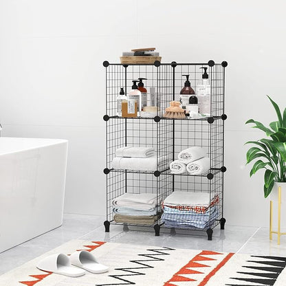 HOMIDEC Wire Cube Storage, Storage Shelves 6 Cube Bookshelf Bookcase Closet Organizer and Storage, Wire Storage Shelves Multi-Use DIY Storage Cube Shelf for Books, Toys, Clothes, Tools