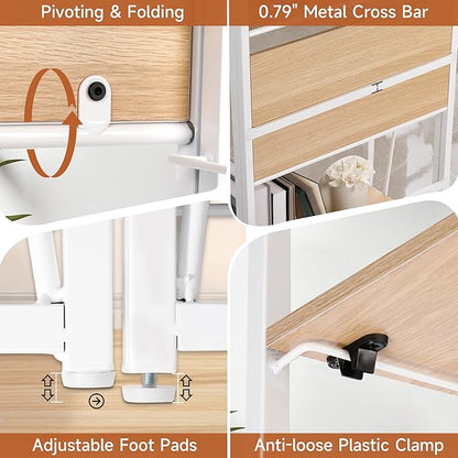 No-Assembly Folding Bookshelf Storage Shelves 5 Tiers Foldable Vintage Multifunctional Plant Flower Stand Storage Rack Shelves Bookcase for Home Office, White
