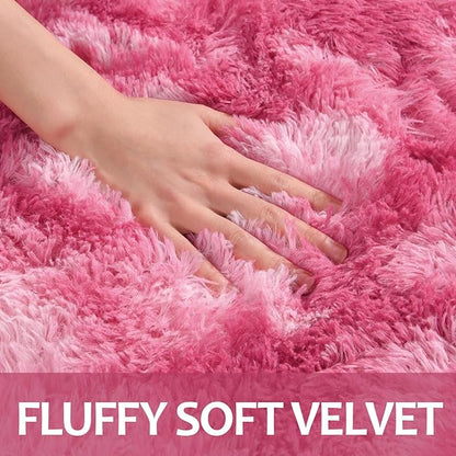 5x8 Large Area Rugs for Living Room, Super Soft Fluffy Modern Bedroom Rug, Tie-Dyed Blush Pink Indoor Shag Fuzzy Carpets for Girls Kids Nursery Room Home Decor