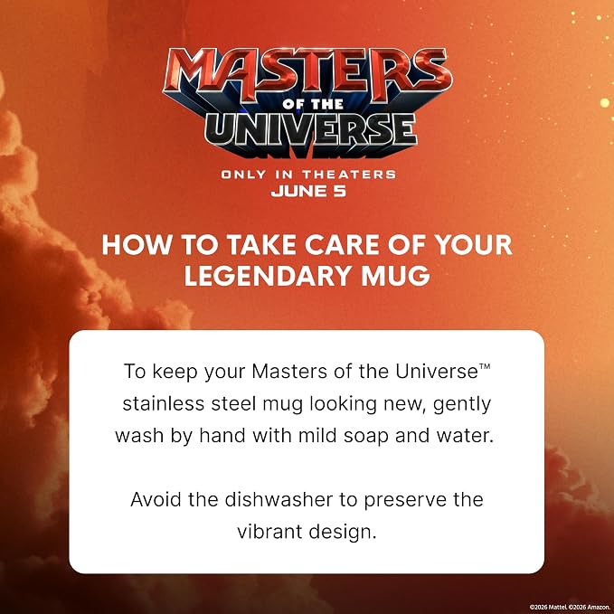Dragon Glassware x Masters of the Universe Stainless Steel Camp Mug, 12 oz | Insulated Stainless Steel Mug for Coffee, Tea, Matcha, Hot Beverages; Official Masters of the Universe 2026 Movie Mug