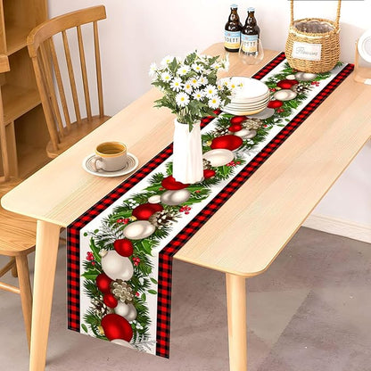 Nepnuser Black and Red Buffalo Check Plaid Christmas Table Runner 108 Inches Long Seasonal Winter Xmas Party Decoration Holiday Home Kitchen Dining Room Decor