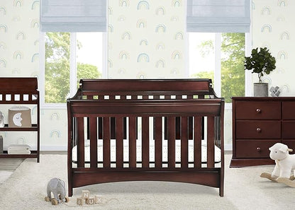 Delta Children Bentley 4-in-1 Convertible Crib and Eclipse Changing Table Bundle, Black Cherry