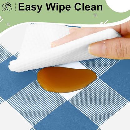 4 Packs Buffalo Disposable Table Cloth, 54 x 108 Inch Waterproof Plastic Tablecloth, Rectangle Aquamarine and White Checkered Table Covers for Picnic, Birthday, Party, Back to School