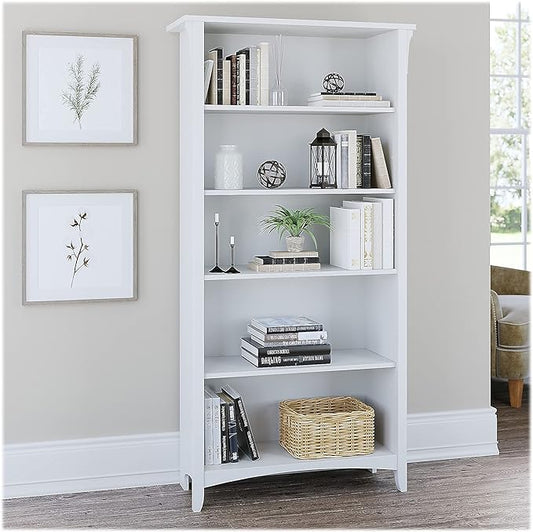 Bush Furniture BSH24463038 Salinas 5-Shelf 63-Inch H Bookcase, Pure White