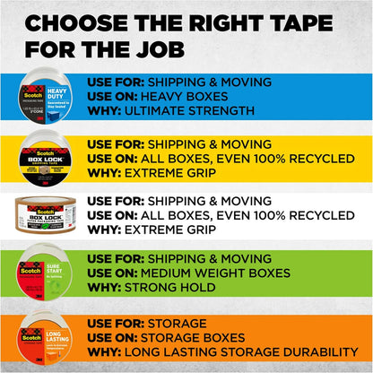 Scotch Heavy Duty Shipping Packing Tape, Clear, 1.88 in. x 38.2 yd. | Shipping and Packaging Supplies, 1 Tape Roll with Dispenser