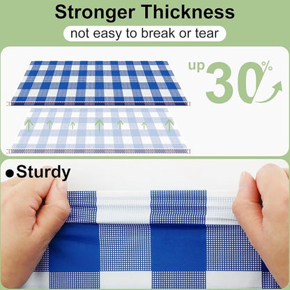 6 Packs Buffalo Disposable Table Cloth, 54 x 108 Inch Waterproof Plastic Tablecloth, Rectangle Blue and White Checkered Table Covers for Picnic, Birthday, Party, Back to School