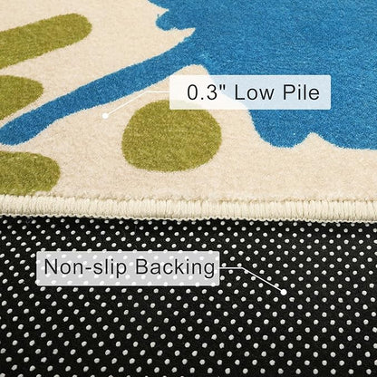 Art Bedroom Rug, 4'x6' Machine Washable Kids Rug for Playroom, Paint Splash Rainbow Area Rug for Classroom, Soft Colorful Living Room Rug Throw Play Mat for Nursery Office Preschool