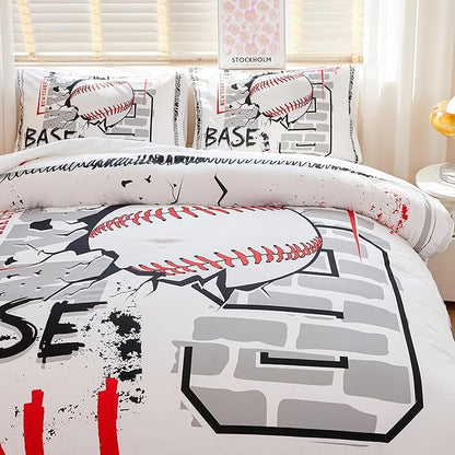 Baseball Comforter Twin,Sports Bedding Set for Boys,Boys Baseball Bedding Set Twin,Teen Boy Comforter with 2 Pillowcases