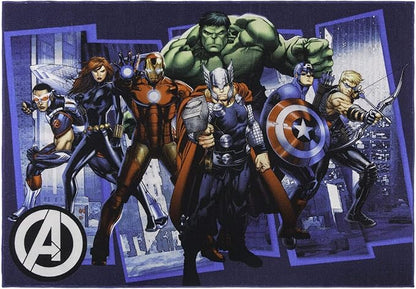 Gertmenian Marvel Rug Boys Childrens Bedroom Decor Kids Home Play Room Mat Bedding Area Carpet; 54x78 Large; Avengers Superhero Multi-Colored Navy Blue; 47328