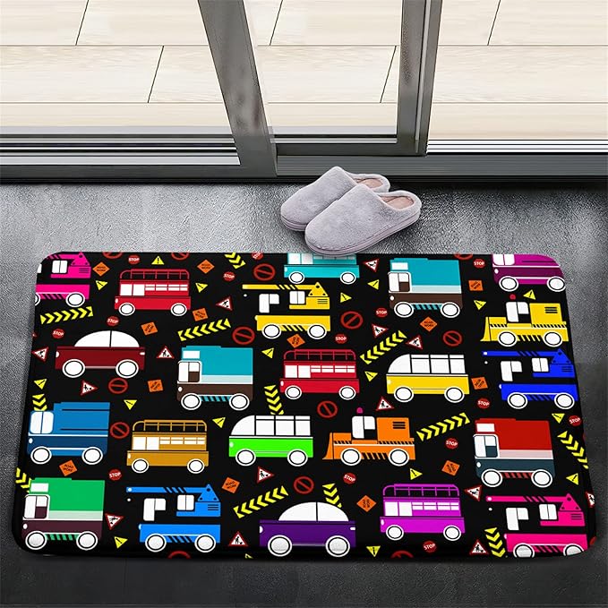 Car Play Mat Kids Rugs for Playroom Car Track Rug Kids Mat Construction Play Mat Car Play Rug Car Carpet for Kids Carpet for Bedroom Truck Rugs for Boys Room,Black 2'×3'