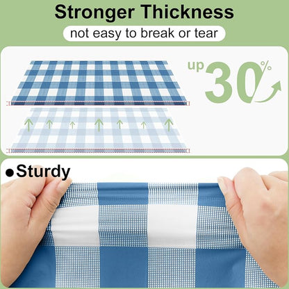 4 Packs Buffalo Disposable Table Cloth, 54 x 108 Inch Waterproof Plastic Tablecloth, Rectangle Aquamarine and White Checkered Table Covers for Picnic, Birthday, Party, Back to School