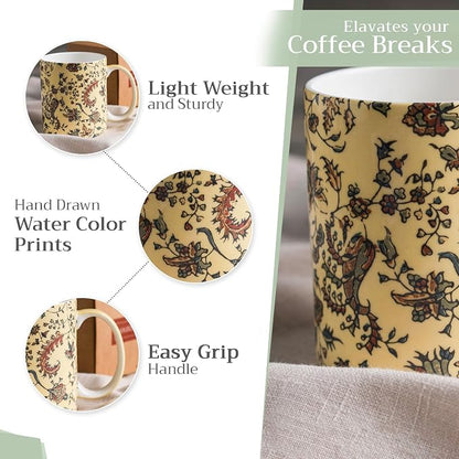 Maison d' Hermine Coffee Mug with Handles Tea Cups (15 Ounce, Pack of 1) | Fine Bone China Coffee Mugs for Hot Beverages Cappuccino Latte Home Restaurant Hotel Spring Summer -Lakshmi - Arum