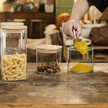 LIBWYS 12-Pack Glass Pantry Storage Jars with Bamboo Lids(0.76/1.22/1.67Qt) | Stackable Dry Food Containers for Pantry Organization, Coffee, Flour, Snacks, Tea, Pasta, Spaghetti | Kitchen Canisters Set