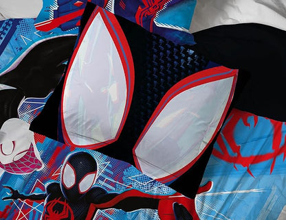 Marvel Spiderman Across The Spider-Verse Glitch 5 Piece Twin Size Bed Set - includes Comforter & Sheet Set Bedding - Super Soft Fade Resistant Microfiber (Official Product)