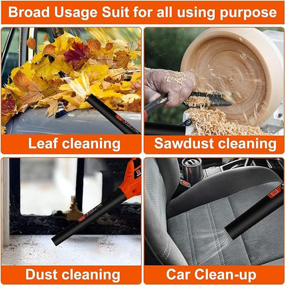Leaf Blower Cordless,21V Handheld Electric Leaf Blower with 4.0Ah Battery and Charger, 2 Speed Mode, Lightweight Battery Powered Leaf Blower for Lawn Care, Patio, Yard, Sidewalk (Orange)