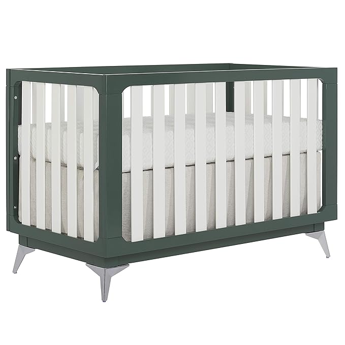 Sweetpea Baby Ultra Modern 4-in-1 Convertible Crib in Green in Olive, Greenguard Gold Certified , 58.5x30x47 Inch (Pack of 1)