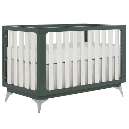 Sweetpea Baby Ultra Modern 4-in-1 Convertible Crib in Green in Olive, Greenguard Gold Certified , 58.5x30x47 Inch (Pack of 1)