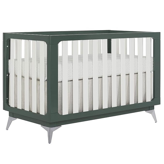 Sweetpea Baby Ultra Modern 4-in-1 Convertible Crib in Green in Olive, Greenguard Gold Certified , 58.5x30x47 Inch (Pack of 1)