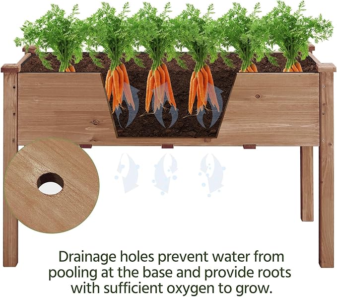 Yaheetech 2pcs Raised Garden Bed 48x24x30in Elevated Wooden Horticulture Planter Box with Legs Standing Growing Bed for Gardening/Backyard/Patio/Balcony, Dark Brown