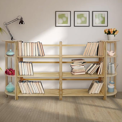 Casual Home 3-Shelf Folding Stackable Bookcase (27.5" Wide)-Natural