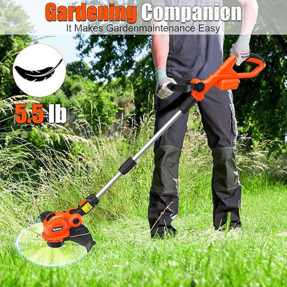 Cordless String Trimmer Compatible for Milwaukee 18V Battery,Garden Lawn Edger with 25cm Cutting Diameter,Electric String Trimmer,Weed Wacke,Weedeaters for Lawn Garden (NO Battery)