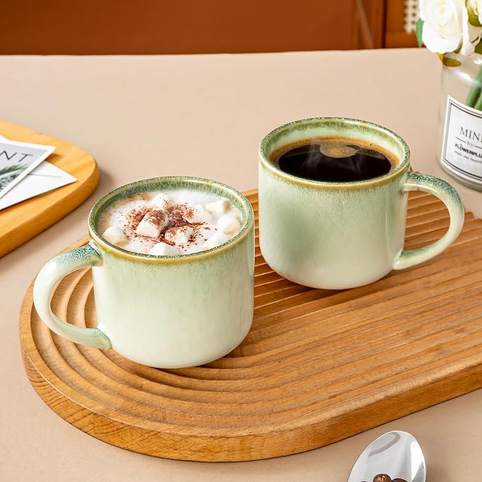 10 oz Ceramic Coffee Mugs Set of 4, Large Coffee Cups with Handles | Coffee Mug with Handles for Coffee, Tea, Cappuccino, Latte, Cocoa, Cereal, Mug Set Gift for Wedding, Microwave Safe