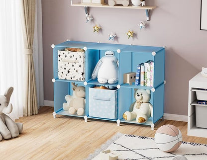 Portable Closet 6 cube closet organizers and storage Cube Storage Organizer Storage Shelf Bookcase Bookshelf with Metal Hammer, Storage Cubes Organizer Cabinet for Kids, Closet, Bedroom, Bathroom