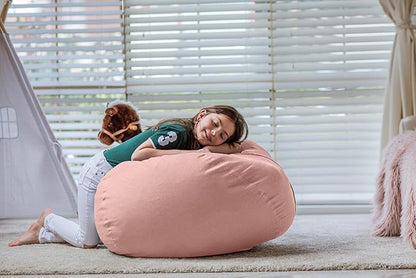 Wekapo Stuffed Animal Storage Bean Bag Chair Cover for Kids | Stuffable Zipper Beanbag for Organizing Children Plush Toys Large Premium Cotton Canvas (Solid Pink, XX-Large)