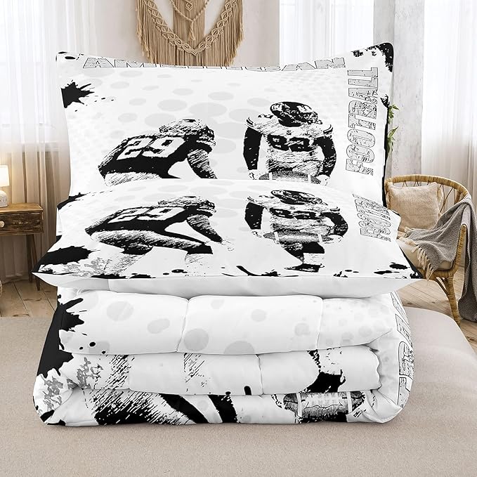 Bodhi Football Comforter Set Queen for Boys Kids American Football Bedding Set Sport Football Player Comforter,American Football Comforter with Pillowcase,Football Quilt,Queen Size #4002