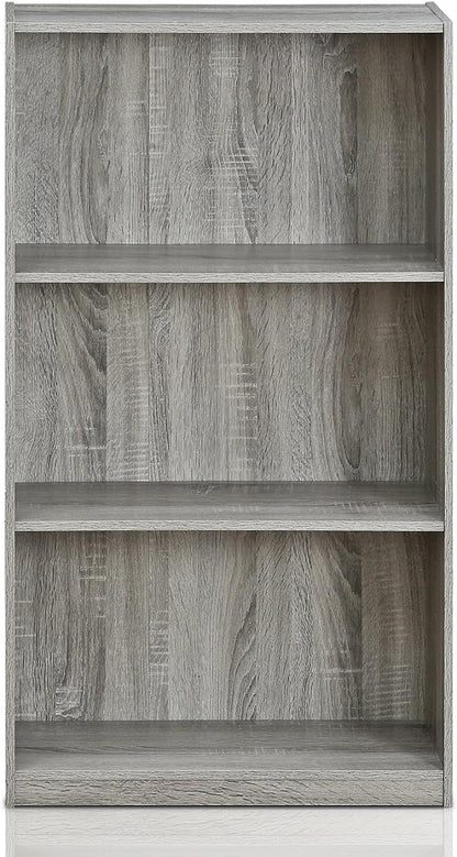 Furinno Basic 3-Tier Bookcase Storage Shelves, French Oak Grey