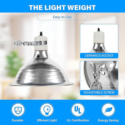 Simple Deluxe Clamp Lamp Light with Ceramic Base, 8.5 Inch Aluminum Reflector and 6 Feet Power Cord for Heat Lamp & Work Light, 2023 New Version