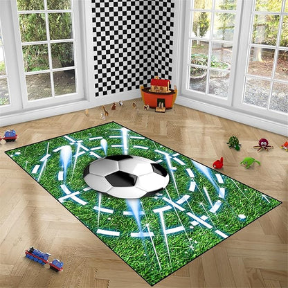 Football Rug for Boys Room - Soccer Rug for Boys Room Football Printed Rug for Kids Room Football Decor for Boys Bedroomsports Ball Doormat for Living Room Bedroom,4'×5'