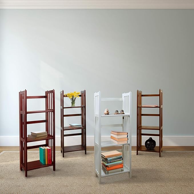 Casual Home 3-Shelf Folding Bookcase (14" Wide)-Walnut