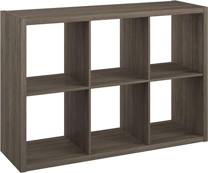 ClosetMaid Decorative 6 Cube Open Display Wood Laminate Versatile Storage Organizer for Indoor Home or Office Spaces, Graphite Gray