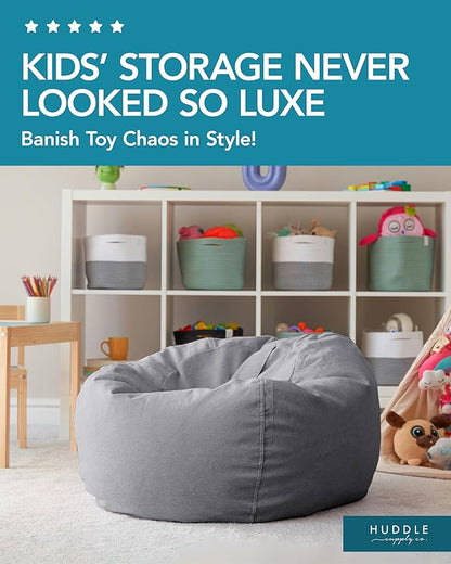Stuffed Animal Bean Bag Storage (No Filler) - Machine Washable Kids Bean Bag Chair Cover Makes Extra Large Bean Bag Chair Stuff Toys & Soft Items - Stuffed Animal Holder for Kids -Grey Corduroy