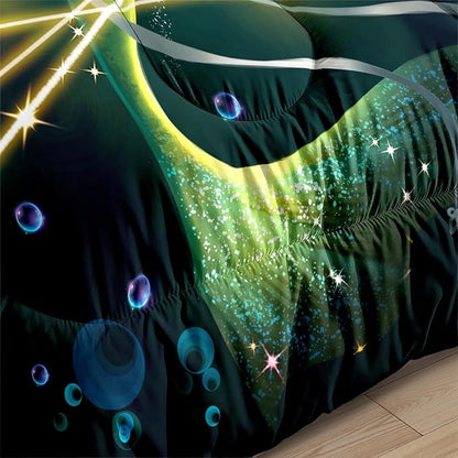 Mermaid Comforter Set for Girls Queen Size Deep Sea Magic Mermaid Bedding Sets for Girls Ultra Soft Mermaid Bedroom Decor with 1 Mermaid Quilt and 2 Pillowcases for Girls Bedroom Set All Season
