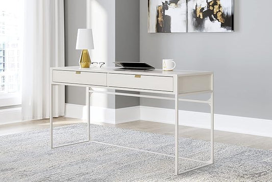 Signature Design by Ashley Deznee Modern Home Office Desk with 2 Drawers, White