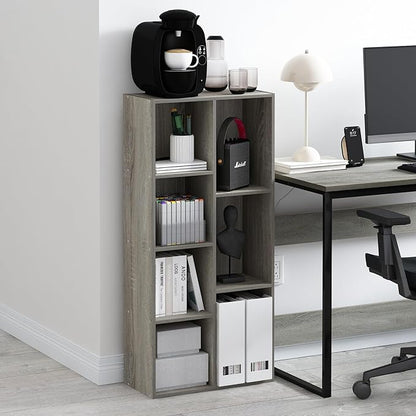 Furinno Luder 7-Cube Reversible Open Shelf, French Oak