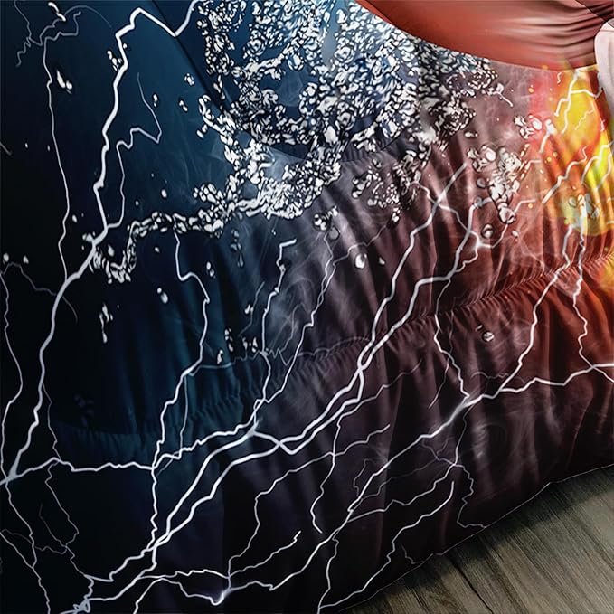 Axolotl Boxing Bedding Set Full,Sports Theme Comforter Set Boxing Gloves Pattern Bedding Set,Red Blue Cool Lightning Comforter Pugilism Games Bedding Set for Kids Boys Teens Men,1 Quilt 2 Pillowcases