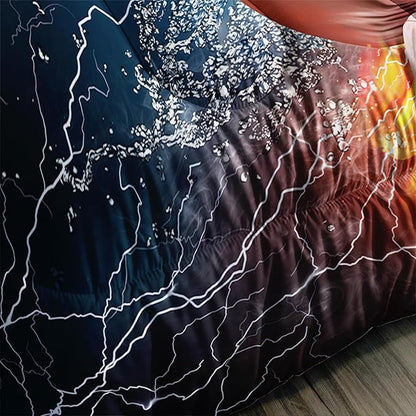 Axolotl Boxing Bedding Set Full,Sports Theme Comforter Set Boxing Gloves Pattern Bedding Set,Red Blue Cool Lightning Comforter Pugilism Games Bedding Set for Kids Boys Teens Men,1 Quilt 2 Pillowcases