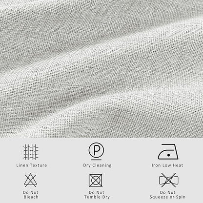 Macochico 100”Wx96”L Pinch Pleated 100% Blackout Linen Curtains Thermal Sliding Curtains for Bedroom Living Room Sliding Glass Door Farmhouse Shabby Chic Greyish White Drapery with Tieback 1 Panel