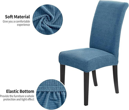 Joccun Chair Covers for Dining Room Set of 6,Chair Slipcovers Stretch Dining Room Chair Covers Seat Protector,Washable Parsons Chair Cover for Home,Hotel,Banquet(Dark Blue,6 Pack)