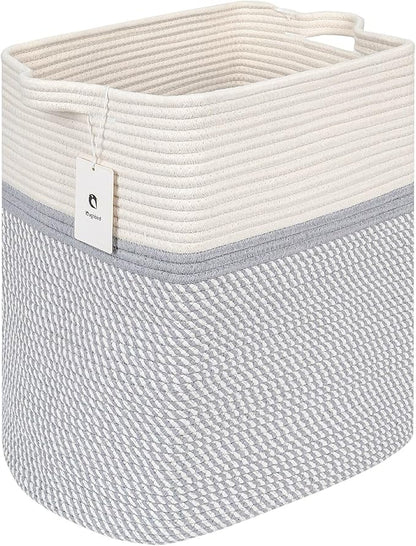 Rectangle Woven Baskets for Storage, Cotton Basket Large Blanket Basket, Laundry Nursery Rope Basket Living Room, Toy Storage Tall Laundry For Organizing, Large Baskets Clothes Collapsible