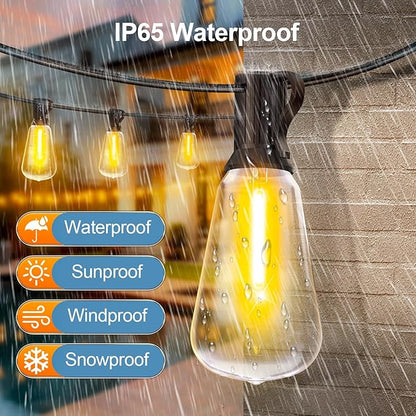 Outdoor String Led Patio Lights - 200Ft 60M Outside Waterproof Light with Remote Dimmable ST38 Shatterproof Bulb Hanging Outdoor Electric Lighting for Backyard Yard Gazebo Porch Party