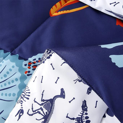 RYNGHIPY Cartoon Dinosaur Comforter Set, Dark Blue Dinosaur Kids Bedding Set for Boys, Dinosaurs Print Comforter Sets for Kids/Toddlers/Teens (Dinosaur,Full)