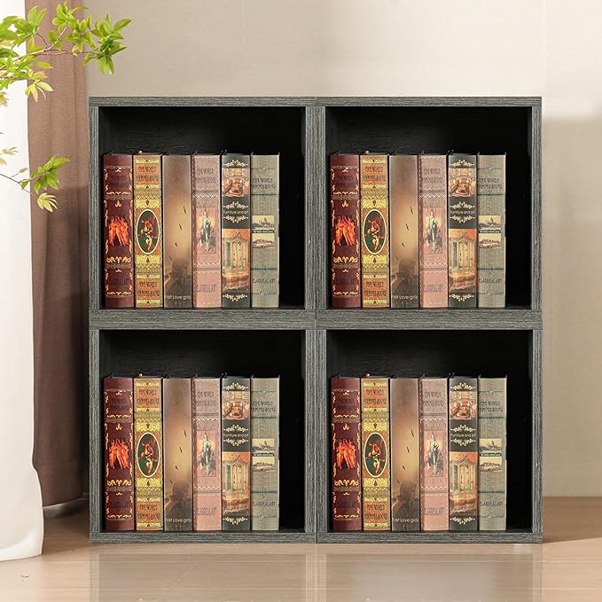 Magic DIY Cube Storage Organizer Stackable Cubes for Home Books Clothes Toy -Modular Cubby Storage System -Closet Organizer -Cube Storage Shelf (French Oak,General Cube)