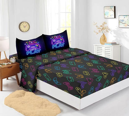 6 PCS Gamer Queen Comforter Sets,Queen Purple Bedding Sets for Boys,Gaming Comforter Set,Queen Size Bedding Sets for Boys,Bed in A Bag with Sheets(Queen,Purple Color)